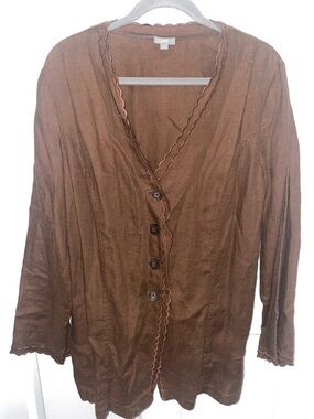 J. Jill Brown Scalloped-Edge Cardigan